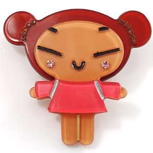  Bown Plastic Japanese Girl Brooch Jewelry
