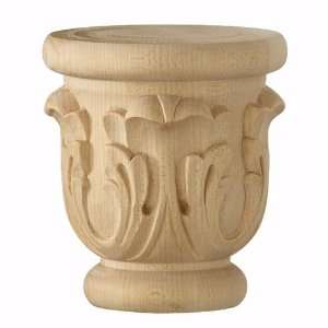  Carved Acanthus Bun Foot, Hard Maple