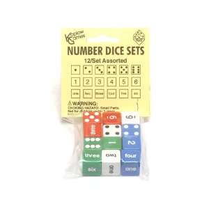    Bag of 12 Numbers, Spots, Words Dice Assortment Toys & Games
