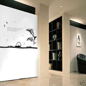 DOLPHIN & SEA & LETTERINGS WALL DECAL STICKER REMOVABLE  