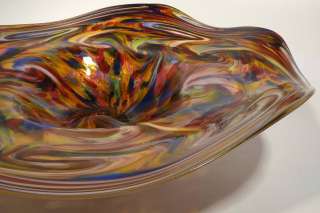 SPARKLING ~ HAND BLOWN GLASS ART WALL BOWL or TABLE PLATTER ~ BY 