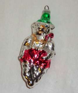 Vintage W. Germany Christmas Blown Glass Santa Bear Ornament  