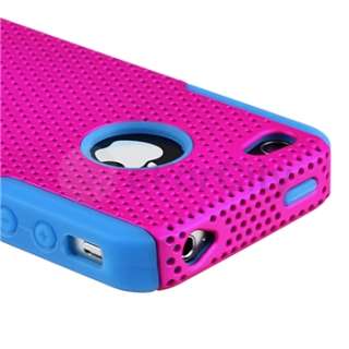 Blue Pink Mesh Hard Case Cover+Front Back Screen Film Protector For 