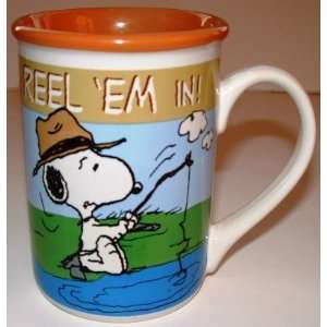   Peanuts Snoopy Fishing  Reel Em In  Ceramic Mug