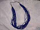 Midnight blue colored stone multi strand bead necklace