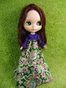 Blythe Doll Outfit Clothing Handmade Basaak purple Set 2 pcs dress 