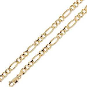  14K Solid Yellow Gold Figaro Chain Necklace 6mm (15/64 in 