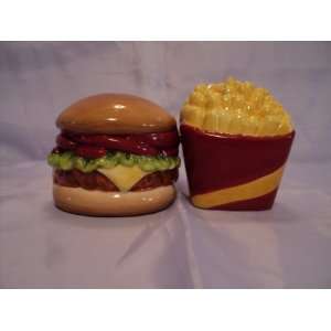  NEW 4 Burger and Fries Magnetic Salt and Pepper Shakers 
