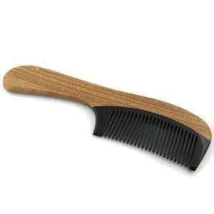 Xiaoping Natural Hand Carved Black Ox Horn & Sandalwood   Wood Comb 