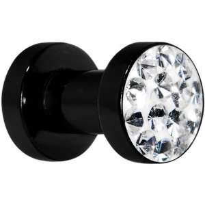   Gauge Clear Ferido Crystal Black Acrylic Screw Fit Plug Jewelry