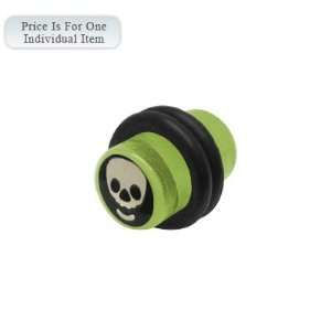  0 Gauge Skull Logo Acrylic Green Ear Plug Jewelry