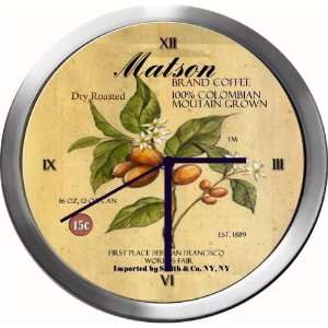  MATSON 14 Inch Coffee Metal Clock Quartz Movement Kitchen 