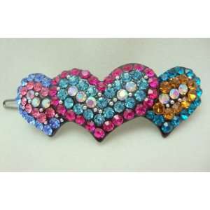  NEW Crystal Hearts Hair Barrette, Limited. Beauty