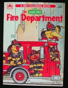 SESAME STREET FIRE DEPARTMENT COLORING BOOK 1984 UNUSED  