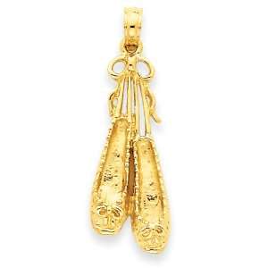   Solid Satin Polished 3 Dimensional Ballet Slippers Pendant Jewelry