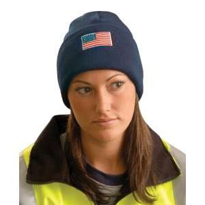  Knit Watch Cap American Flag   Super Stretch One Size   Navy 