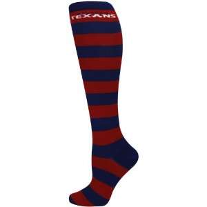  Houston Texans Ladies Red Navy Blue Striped Rugby Socks 