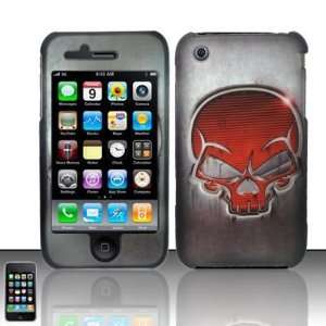 For Iphone 4/4s (At&t/verizon/sprint) Rubberized Red Skull Design Snap 