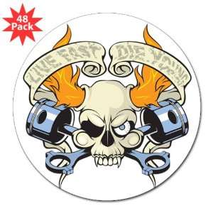   Lapel Sticker (48 Pack) Live Fast Die Young Skull 