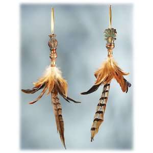  Chateau Pheasant Feather Ornament   Set of 2