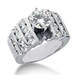  1.55 Ct Diamond Engagement Ring Round Channel Accent 14k 