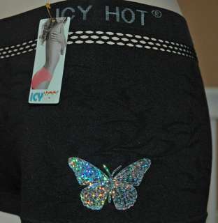 Sexy low rise microfiber hologram butterfly boyshorts  