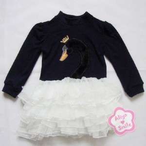NWT Swan Princess Girls Tutu Skirt Dress Kids Costume Size 3 9Yrs 
