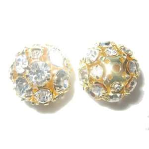  4pcs 16mm Swarovski Rhinestone Balls Beads Gold / Crystal 