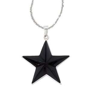  925 Silver & Black Onyx Star Pendant Jewelry