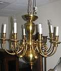  HEAVY BRASS CHIPPENDALE CHANDELIER SIX ARMS FINE CONDITION SAVE