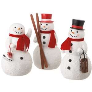  SET OF 3 LARGE RECREATIONAL SNOWMAN TABLE TOP FIGURINES 12 