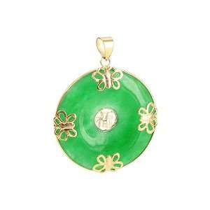  25mm Round Green Jade Donut Chinese Good Luck Charm Pendant Jewelry
