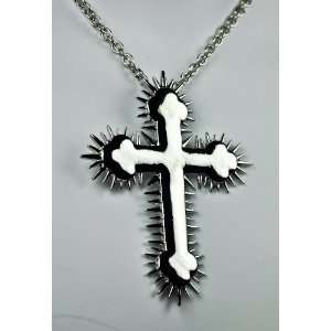  Silver Metal Spike Cross Necklace Death Sun Eternal Gothic 
