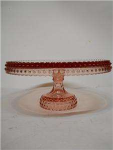   Hobnail Cake Plate Pedestal Stand LE Smith Glass Large Size  