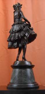 Art Deco Ballroom Lady Extravagance Bronze Statue Signed Bruno Zach 