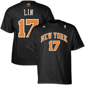 adidas Jeremy Lin New York Knicks Name & Number T Shirt   Black  