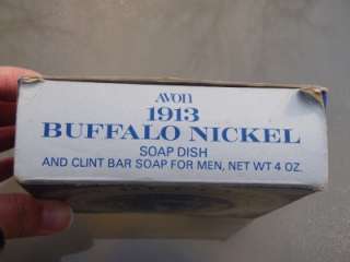 Vintage Avon 1913 Buffalo Nickel Clint Bar Soap Dish For Men 4oz 