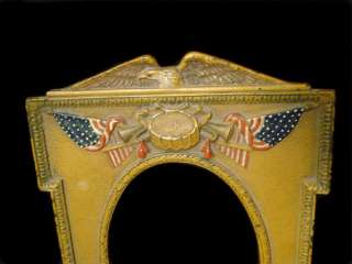  IRON FRAME WITH ~ FLAGS ~ EAGLE ~ CROSSED CANNONS ~ DRUM BUGLES  