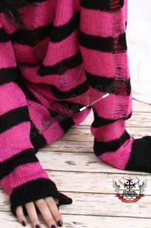 Punk Ladder Sweater Knit Pullover/Dress HOT PINK Stripe  