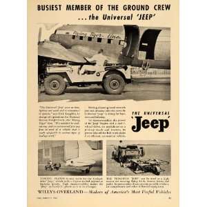 1947 Ad Universal Jeep Flying Tiger Line Plane Tarmac 