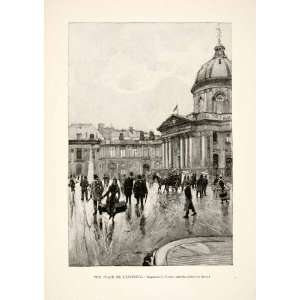 1894 Wood Engraving Place De Institut Paris France Capital Institute 