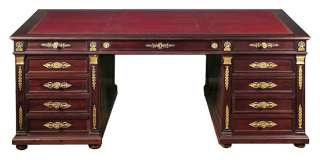 Large 19th C. French Empire Partners Desk w/Leather Top  