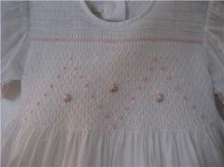 STRASBURG pink and white SMOCKED dress; 2T spring summer  