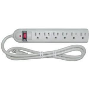  Power Strip, 6 Outlet, Plastic with 4 ft cord, Vertical 