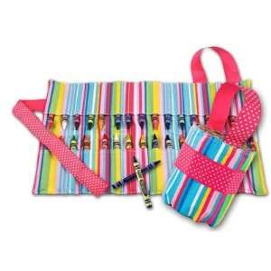   Crayon Keeper in Pink Stripe Font Monogram/Olivia Toys & Games