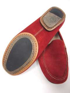You are bidding on a pair of RALPH LAUREN Red Suede Loafers Flats Size 