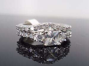 ct Princess 3 Stone CZ Sterling silver engagement / wedding Ring 