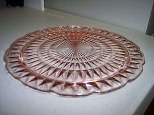 Jeannette Pink Windsor Cake Plate with Three Feet  