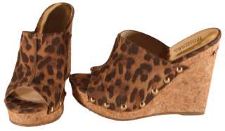 Michael Kors Cheetah OR Dark Walnut Belinda Wedge Leather Sandals 