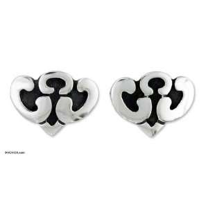  Sterling silver button earrings, Dreaming Hearts 